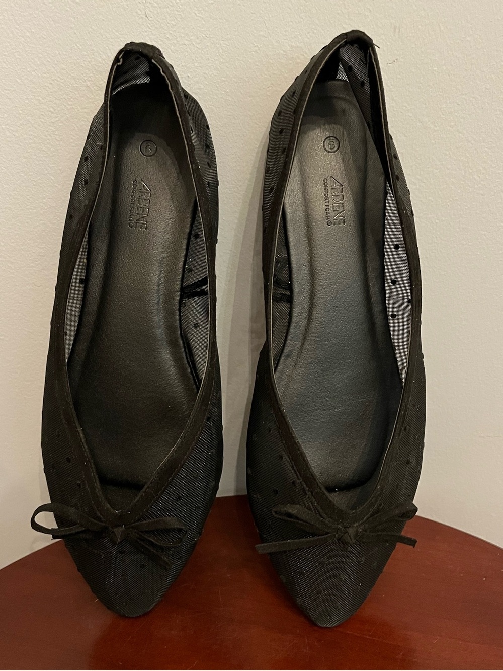 Ardene Black Mesh Ballet Flats, size 9